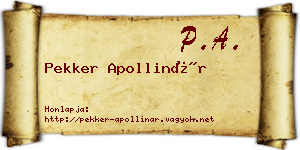 Pekker Apollinár névjegykártya